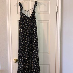 Black flower long dress